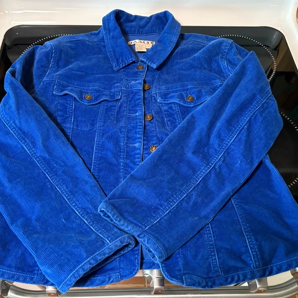 Large Womans cobalt blue corduroy jacket - Picture 4 of 6